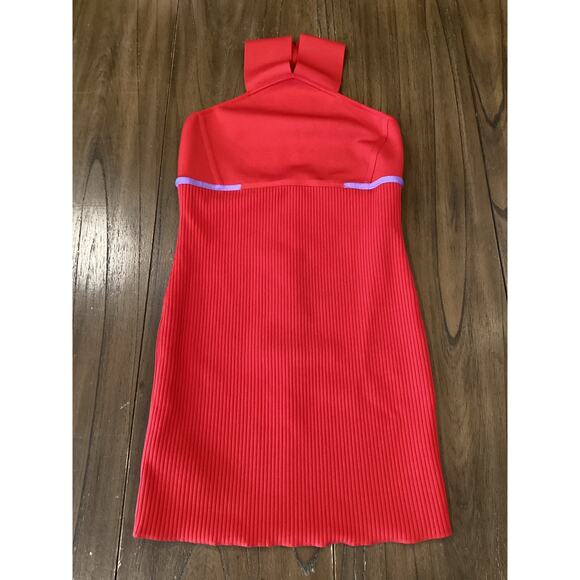 Revolve Herve By Herve Léger High Neck halter Bandage mini Dress red cardinal L - Picture 2 of 12
